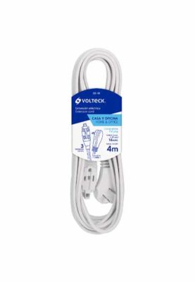 EXTENSION ELECTRICA DOMESTICA, 4 M, BLANCA, VOLTECK 48012