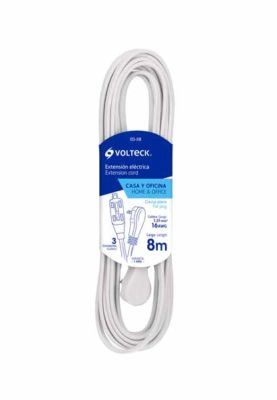 EXTENSION ELECTRICA DOMESTICA, 8 M, BLANCA, VOLTECK 48030
