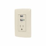 CONTACTO ATERRIZADO + 2 PUERTOS USB, MARFIL, LÍNEA ITALIANA-  48064