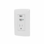 CONTACTO ATERRIZADO + 2 PUERTOS USB, BLANCO, LÍNEA ITALIANA-  48065