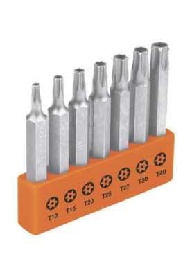 JUEGO DE 7 PUNTAS TORX CON SEGURO, LARGO 2" EN ORGANIZADOR 17813
