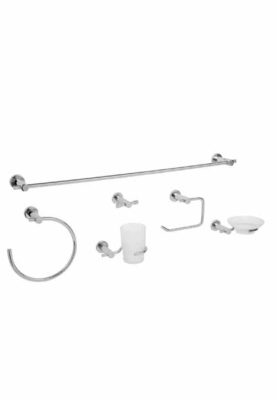 JUEGO DE ACCESORIOS PARA BAÑO, 6 PIEZAS, CROMADO, ELEMENT 49681