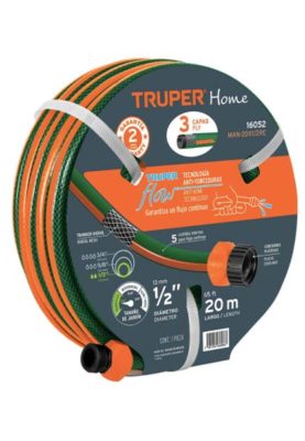 MANGUERA 1/2",REFORZADA, 3 CAPAS, CONEXIONES PLÁSTICAS, 20 M 16052