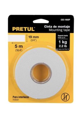 CINTA DOBLE CARA DE 19 MM X 5 M PRETUL 20005