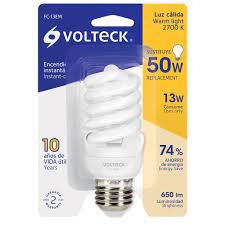 LÁMPARA ESPIRAL MINI T2 13 W LUZ CÁLIDA EN BLÍSTER, VOLTECK-  48505