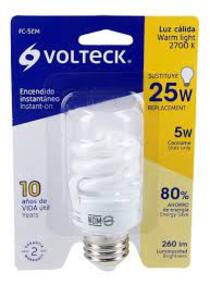 LÁMPARA ESPIRAL MINI T2 5 W LUZ CÁLIDA EN BLÍSTER, VOLTECK-  48201