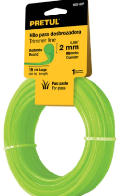 HILO REDONDO PARA DESBROZADORA, 15M LARGO, 2MM, PRETUL 20023