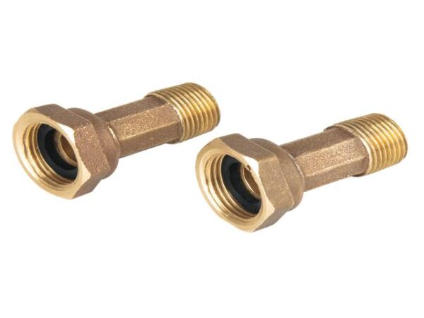 Juego 2 niples con tuercas 1/2" x 3/4" para medidor de agua 48159