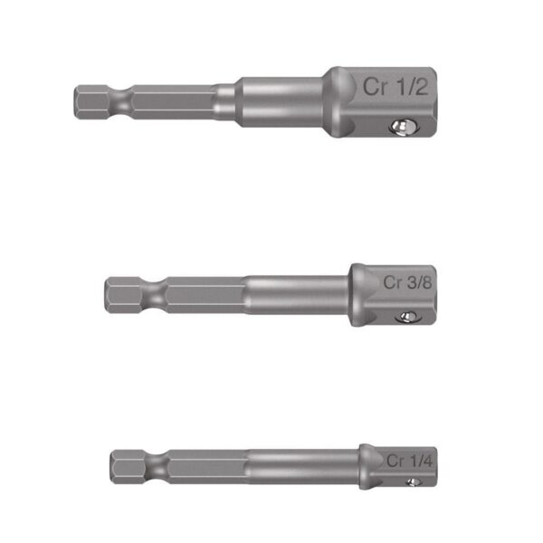 JUEGO DE 3 ADAPTADORES PARA DADOS DE 1/4", 3/8" Y 1/2" 10752