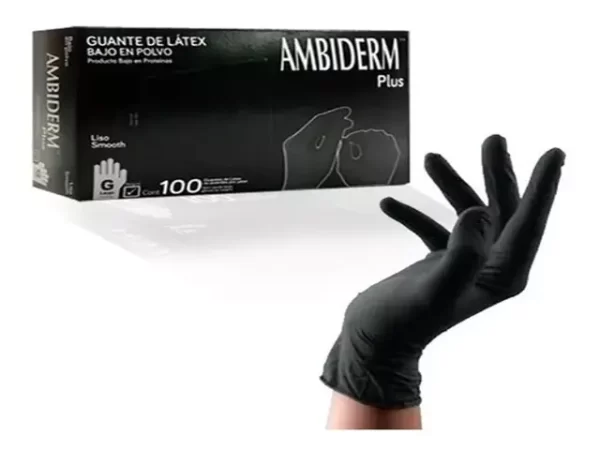 GUANTE DE LATEX MEDIANO NEGRO CAJA C/100 PZ - 100100073