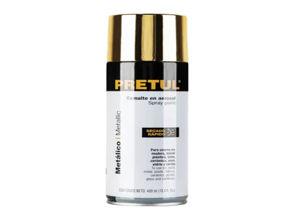 PINTURA EN AEROSOL, METÁLICA, ORO, 400ML, PRETUL- 27180