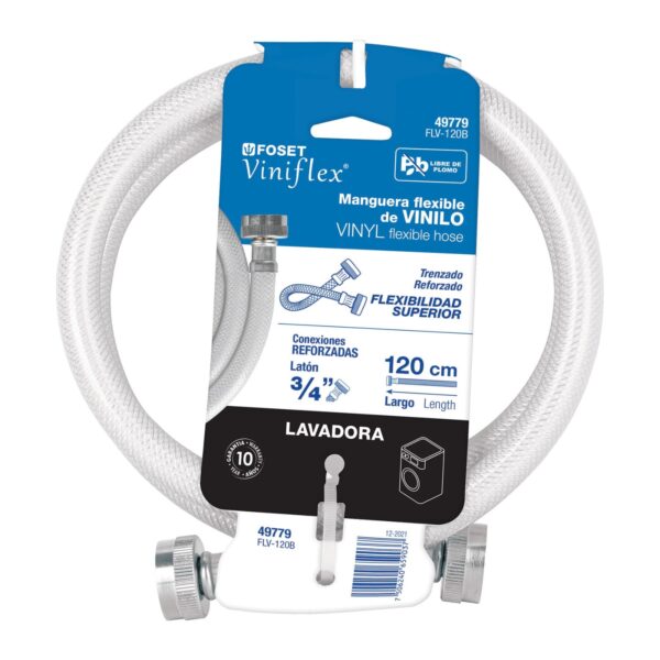 MANGUERA PARA LAVADORA, VINILO, 3/4" X 3/4", 1.2 M, FOSET 49779