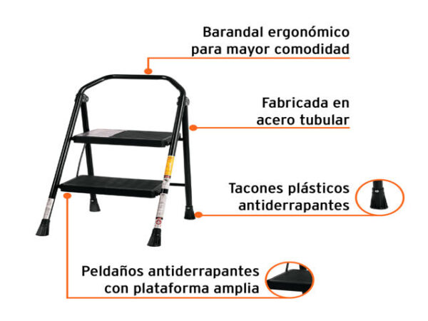 ESCALERA TUBULAR, PLEGABLE, 2 PELDAÑOS, TRUPER.   103142 - Image 2