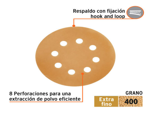 DISCOS DE LIJA 5" GRANO 400 LIJADORA ROTO- ORBITA.  103315XP - Image 2