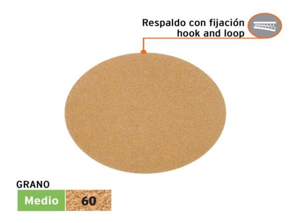 DISCOS DE LIJA P/MADERA 5" GRANO 60, VELCRO, S/PERF.  103421XP - Image 2