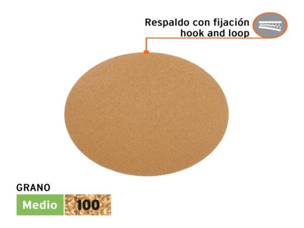 DISCOS DE LIJA P/MADERA 5" GRANO 100, VELCRO, S/PERF.  103423XP - Image 2
