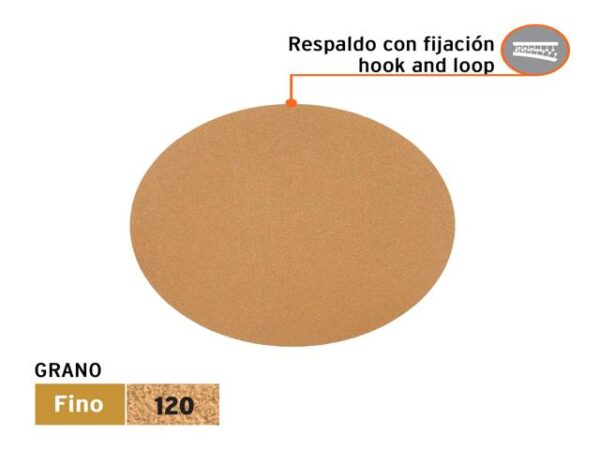 DISCOS DE LIJA P/MADERA 5" GRANO 120, VELCRO, S/PERF.  103424XP - Image 2