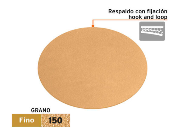 DISCOS DE LIJA P/MADERA 5" GRANO 150, VELCRO, S/PERF.  103425XP - Image 2