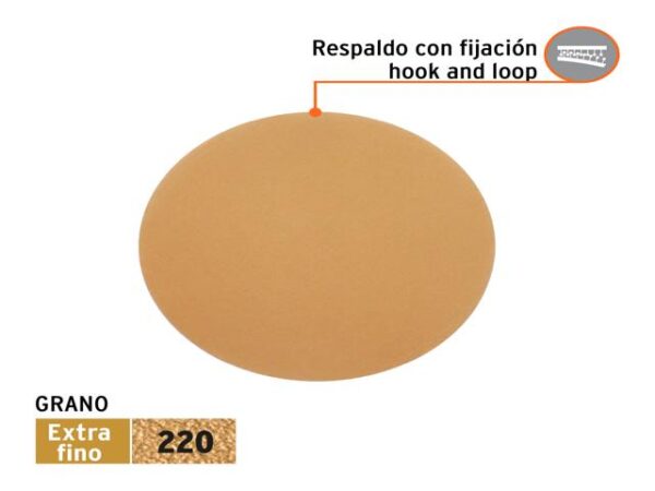DISCOS DE LIJA P/MADERA 5" GRANO 220, VELCRO, S/PERF.  103427XP - Image 2