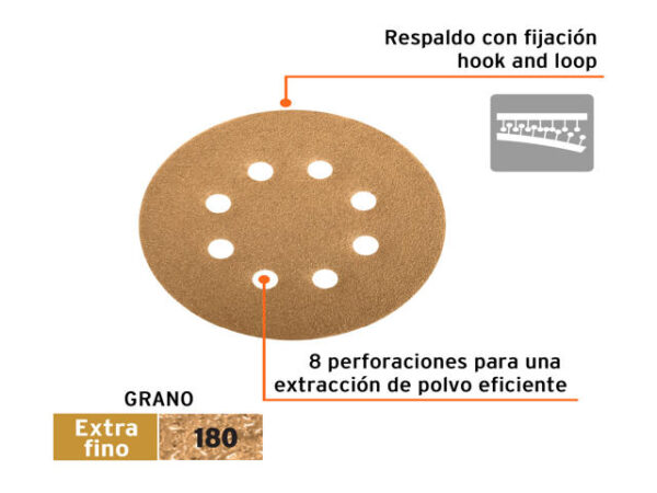 DISCOS DE LIJA 5" GRANO 180 LIJADORA ROTO-ORBITAL.  17952XP - Image 2