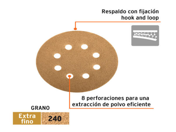 DISCOS DE LIJA 5" GRANO 240 LIJADORA ROTO-ORBITAL.  17959XP - Image 2
