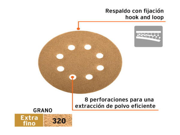 DISCOS DE LIJA 5" GRANO 320 LIJADORA ROTO-ORBITAL.  17983XP - Image 2