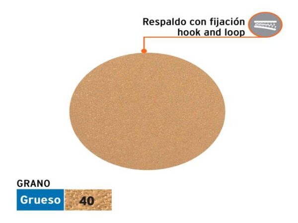 DISCOS DE LIJA P/MADERA 5" GRANO 40, VELCRO, S/PERF.  103419XP - Image 2