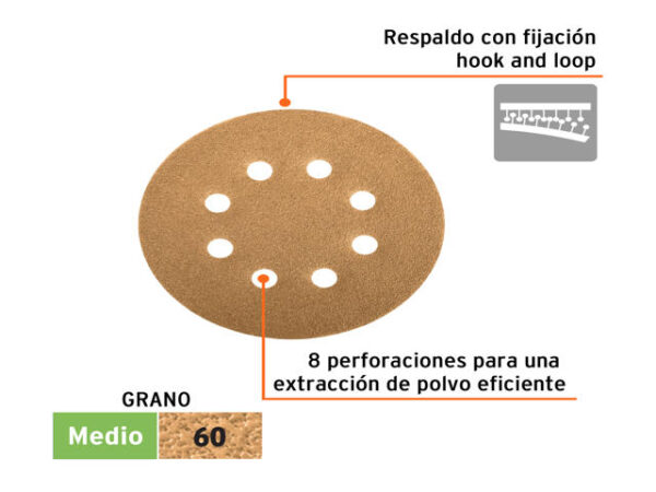 DISCOS DE LIJA 5" GRANO 60 LIJADORA ROTO-ORBITAL.  17848XP - Image 2