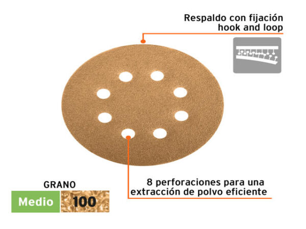 DISCOS DE LIJA 5" GRANO 100 LIJADORA ROTO- ORBITA. 103312XP - Image 2