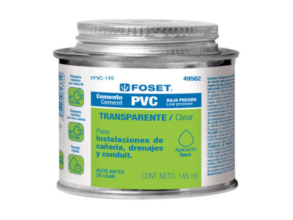 CEMENTO PARA PVC EN BOTE DE 145 ML, BAJA PRESIÓN, FOSET.  49562
