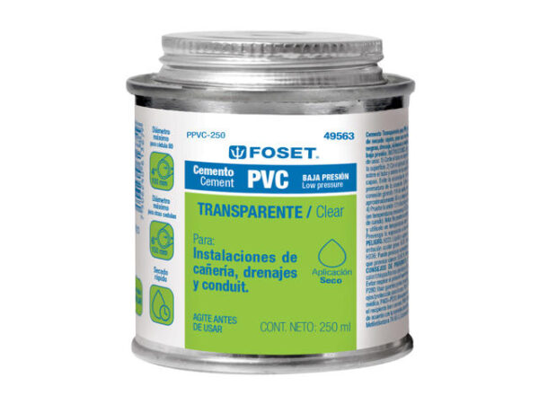 CEMENTO PARA PVC EN BOTE DE 250 ML, BAJA PRESIÓN, FOSET.  49563