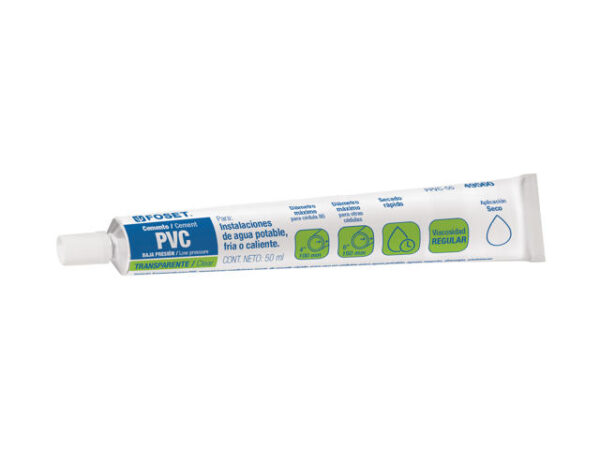 CEMENTO PARA PVC EN TUBO DE 50 ML, BAJA PRESIÓN, FOSET.    49560