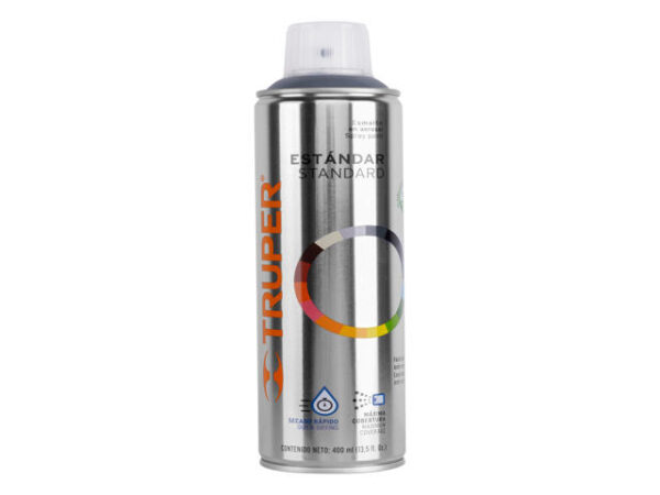 PINTURA EN AEROSOL, GRIS ACERO, BOTE ESBELTO, 400 ML  12733