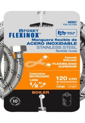 MANGUERA PARA BOILER, ACERO INOX, 1/2"X1/2", 120 CM, FOSET   48967