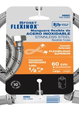 MANGUERA PARA BOILER, ACERO INOX, 1/2"X1/2", 60 CM, FOSET  48965