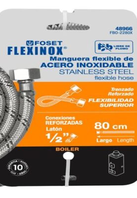 MANGUERA PARA BOILER, ACERO INOX, 1/2"X1/2", 80 CM, FOSET   48966