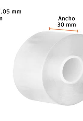 CINTA DOBLE CARA REUTILIZABLE, TRANSPARENTE 3MX30MM  103222