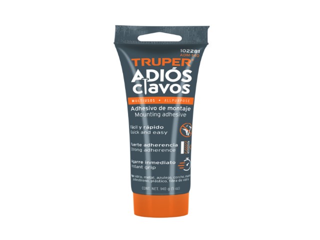 ADHESIVO DE MONTAJE ADIÓS CLAVOS, 140 G, TRUPER   102281