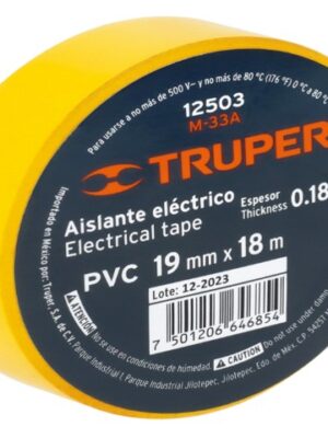 CINTA DE AISLAR DE 18 M X 19 MM, AMARILLA, TRUPER  12503