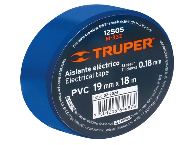 CINTA DE AISLAR DE 18 M X 19 MM, AZUL, TRUPER   12505