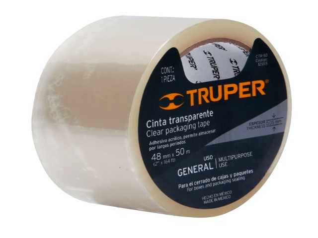 CINTA DE EMPAQUE 48 MM X 50 M TRANSPARENTE, TRUPER  12555