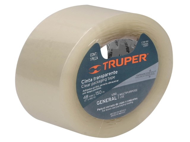 CINTA DE EMPAQUE 48 MM X 150 M TRANSPARENTE, TRUPER  12557