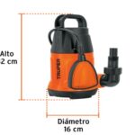 BOMBA SUMERGIBLE PLÁSTICA, 1 HP PARA AGUA LIMPIA, TRUPER  12602