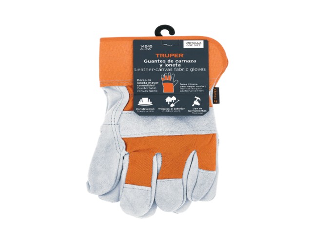 GUANTES DE CARNAZA Y LONETA, UNITALLA, TRUPER  14245