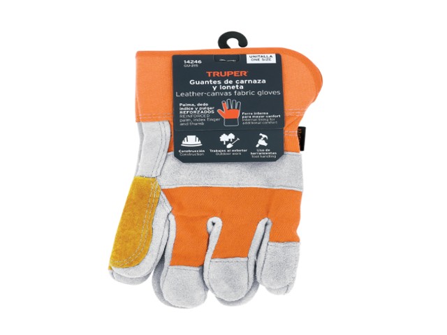 GUANTES DE CARNAZA Y LONETA, CON REFUERZO, UNITALLA, TRUPER  14246