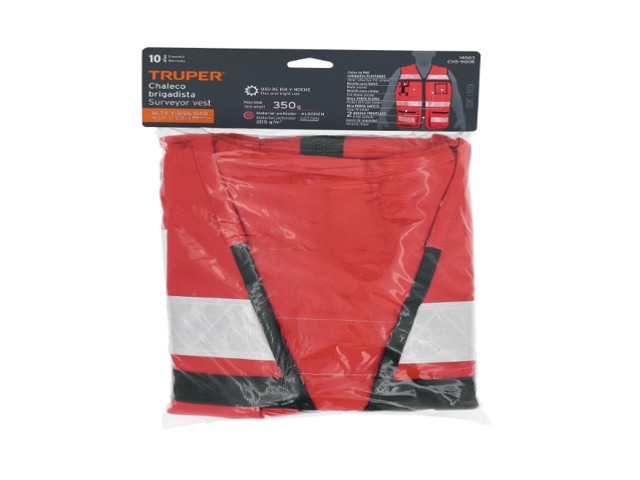 CHALECO BRIGADISTA CON CINTAS REFLEJANTES, COLOR ROJO 14663 - Image 2