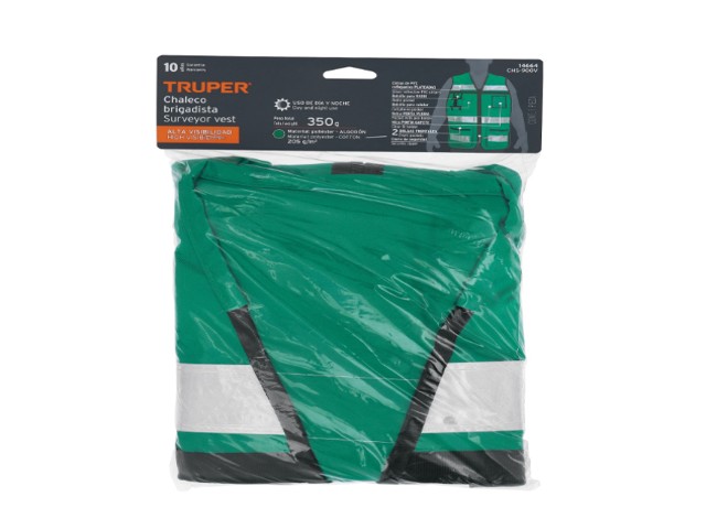 CHALECO BRIGADISTA CON CINTAS REFLEJANTES, COLOR VERDE 14664 - Image 2
