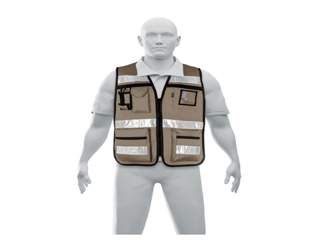 CHALECO BRIGADISTA CON CINTAS REFLEJANTES, COLOR BEIGE   14668