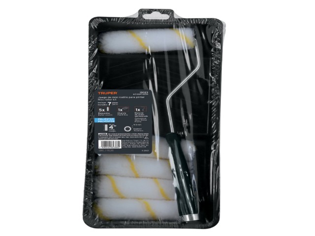 KIT DE RODILLO PARA PINTAR, 4″ (MANERAL, CHAROLA Y FELPA)  15023