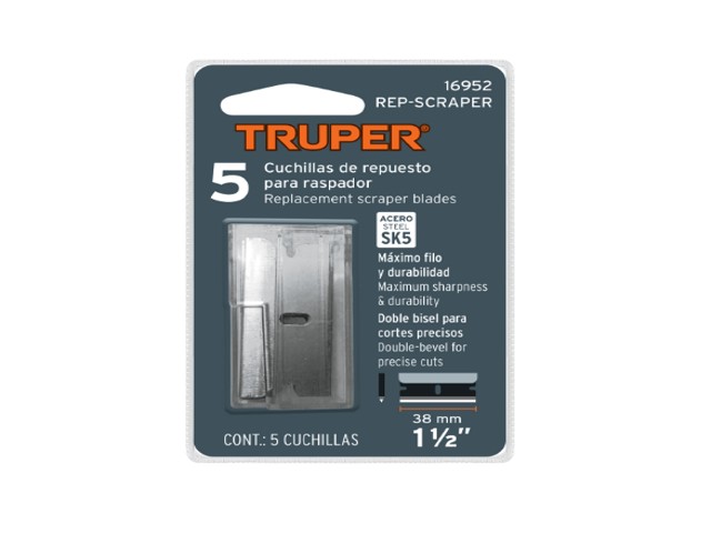 BLÍSTER CON 5 NAVAJAS DE REPUESTO PARA RASP-3,2 Y , TRUPER  16952